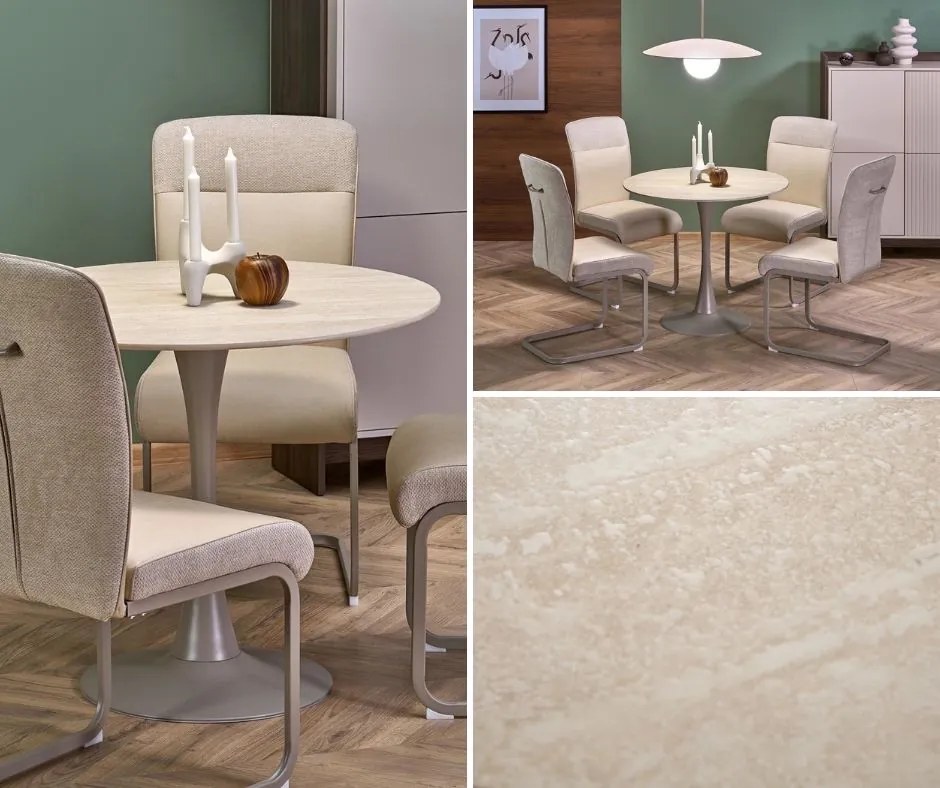 Okrągły stół z blatem ze spieku Tolio Halmar