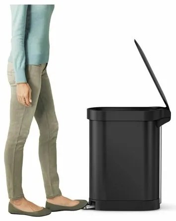 Simplehuman Owalny kosz pedałowy z ramą ze stalinierdzewnej Slim 45 l, czarny