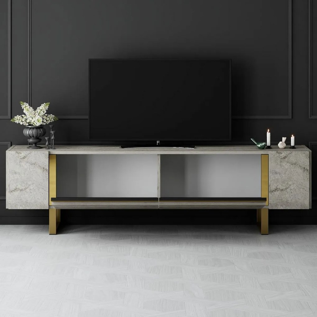 Stolik pod telewizor Yildiz Travertine and Gold