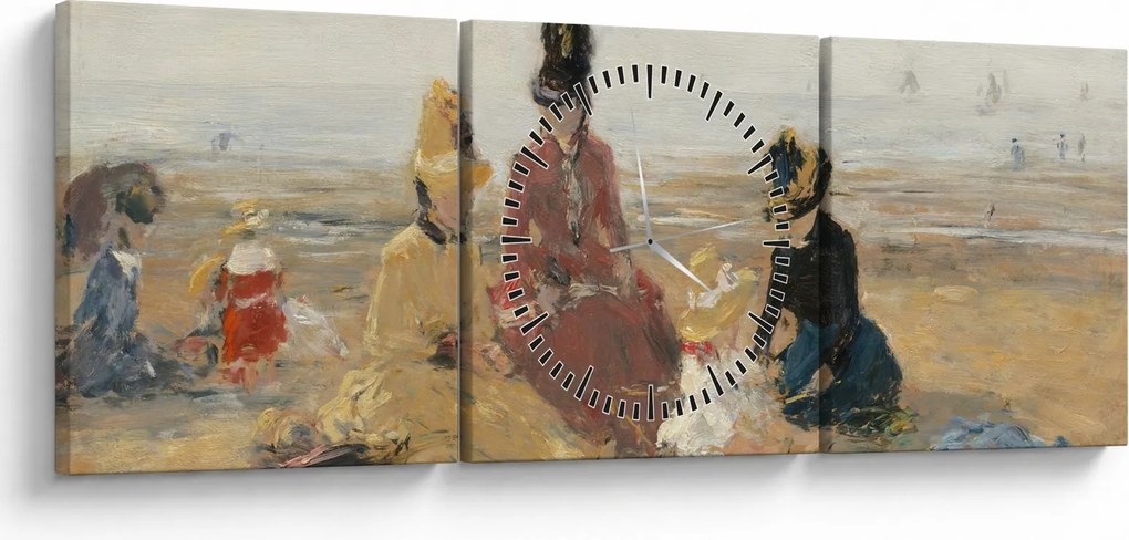 Obraz - Eugène Boudin, On the Beach, Trouville, reprodukcje (z zegarem) (90x30 cm)