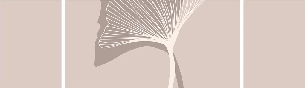 Obraz - Beżowe liście N⁰4 (170x50 cm)
