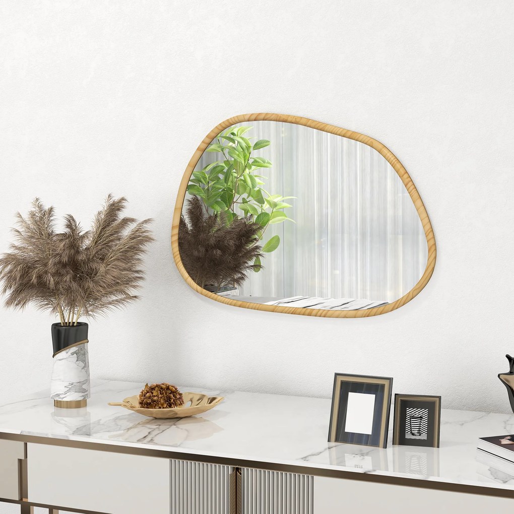 HOMCOM Lustro Ścienne Dekoracyjne, Design Vintage, 80 x 2,1 x 60 cm, Drewno Macierzyste, Naturalne