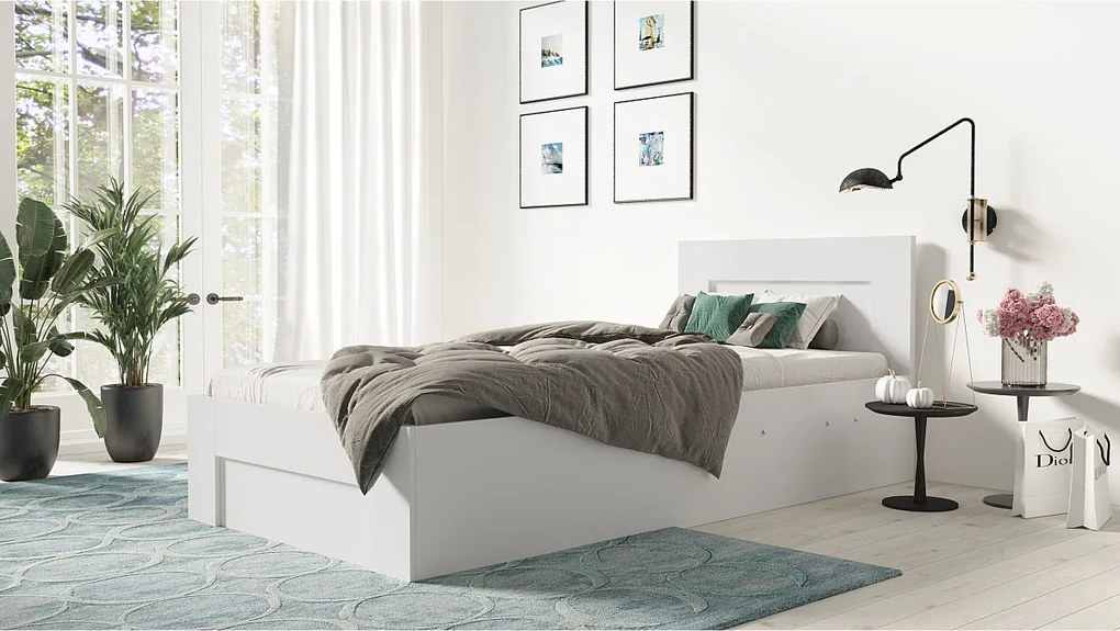 Łóżko 100cm x 200cm Otwierane z boku | BIAŁE | Pojemnik + Stelaż