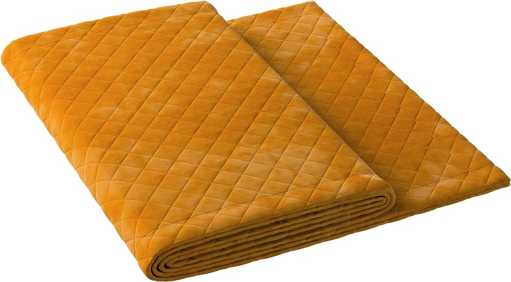 Narzuta hotelowa bieżnik Velvet 60x200cm kolor żółty tkanina połyskliwa, welwetowa