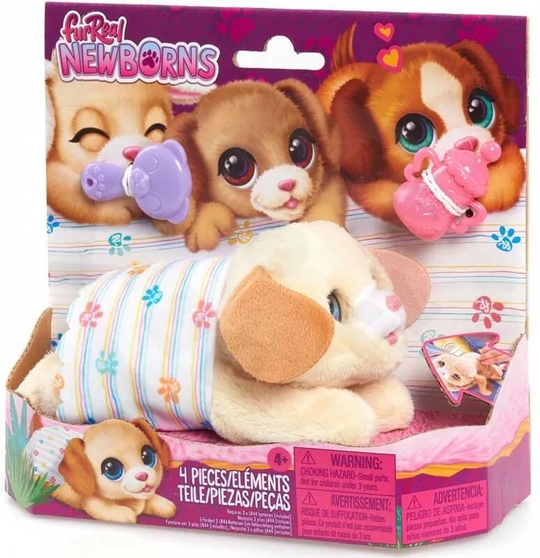 FurReal Newborns PUPPY, interaktywny pluszowyszczeniak, jasnobrązowy