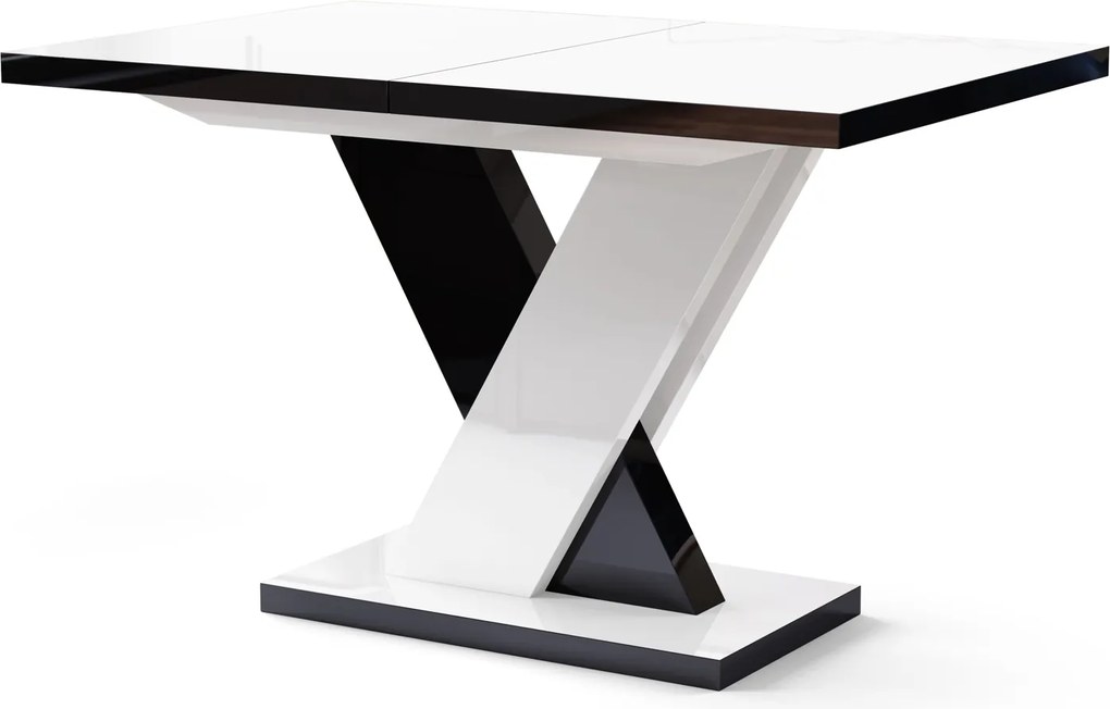 Rozkładany stół w wysokim połysku Dixon biały / czarny