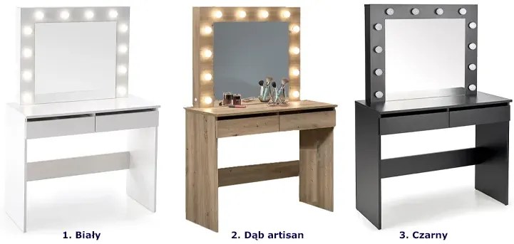 Toaletka z lustrem i oświetleniem LED dąb artisan - Priam