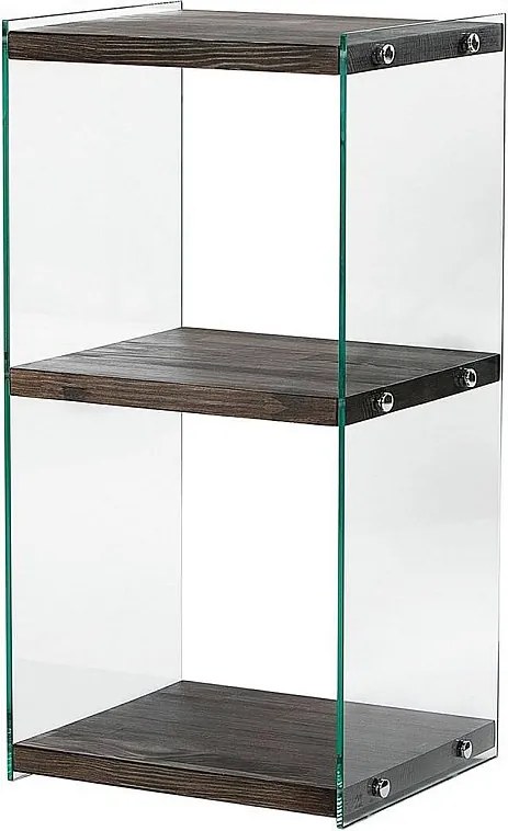 Elegancki antracytowy regał na książki, 40 x 80 x 35 cm | Konstrukcja w 100% z litego drewna i w 100% ze szkła hartowanego | Rozbierany w ce