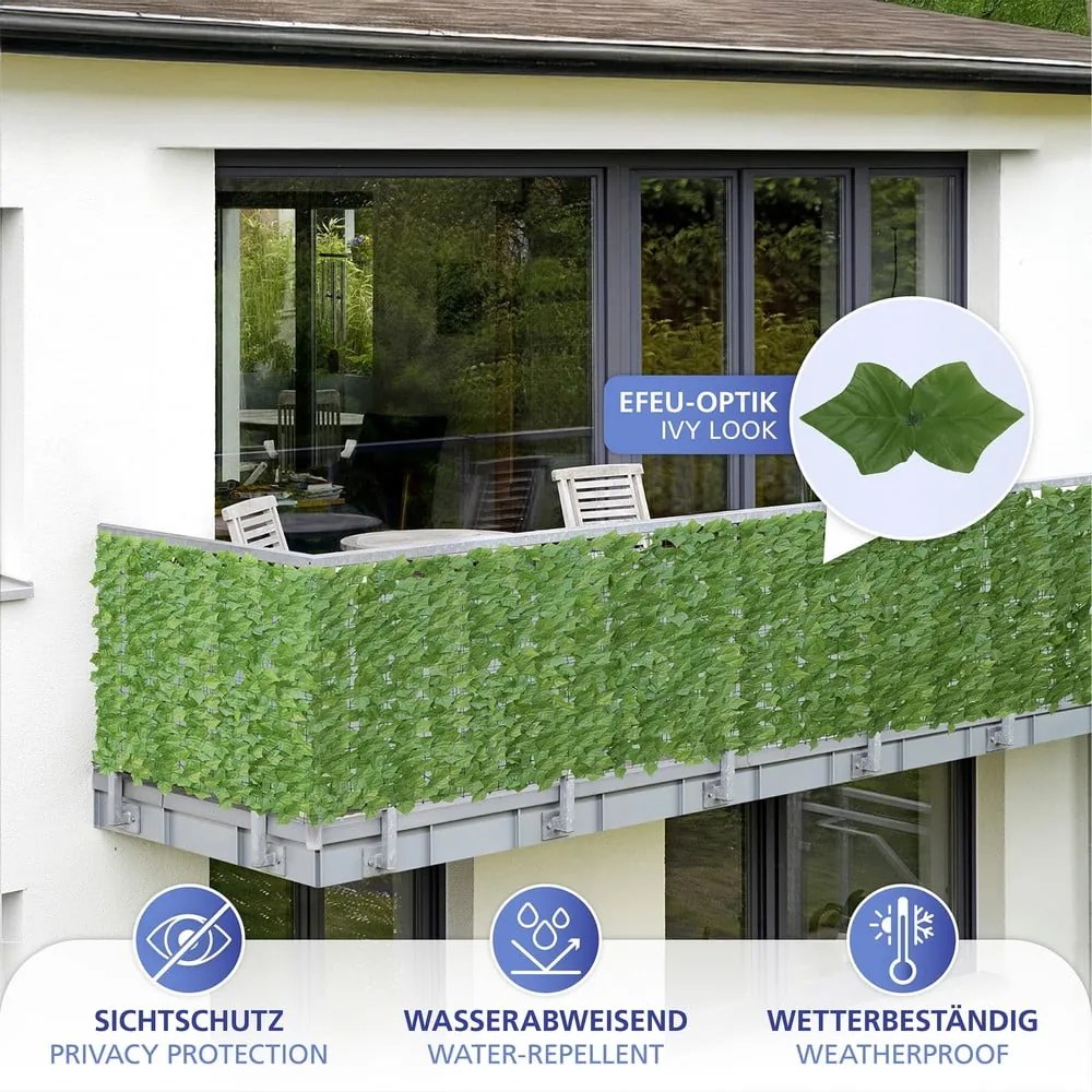 Zielona plastikowa osłona balkonowa 300x100 cm Ivy – Maximex