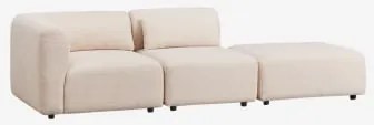 Sofa Modułowy Narożny 2-częściowy Z Pufem Fogler Tkanina Baranek Boucle Kremowy Beż - Sklum