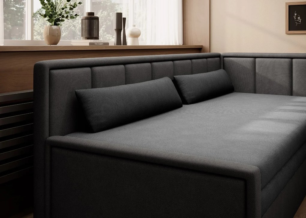 Sofa rozkładana z funkcją spania FULGEO czarna/szara prawa ELTAP