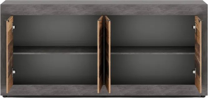 Komoda Czterodrzwiowa BLAGO 180 cm Surowy Dąb/Czarny Loft