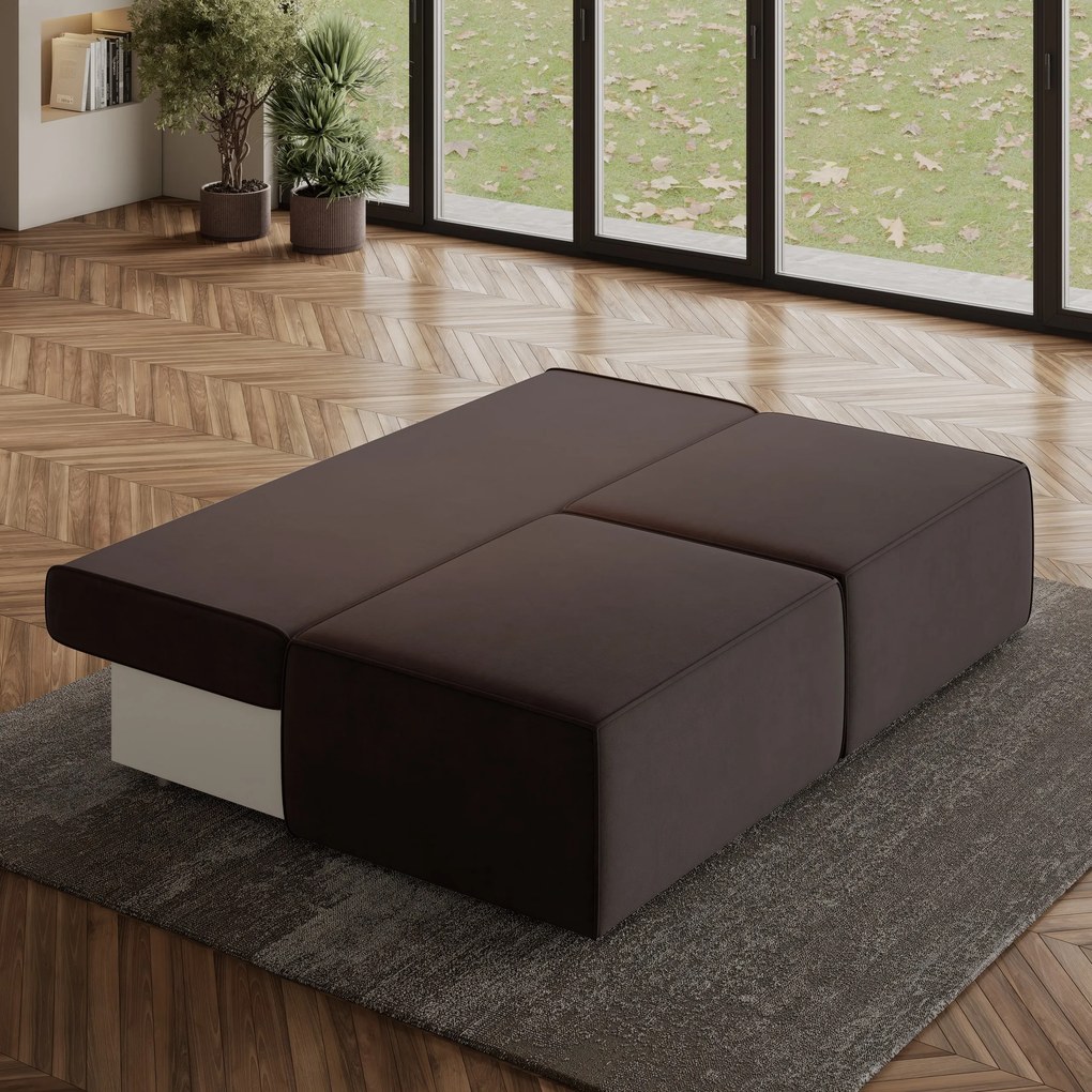 Masseno Narożnik VARNA z funkcją spania i pojemnikiem na pościel Narozniki L, Rozkładana sofa - Brązowy, MONOLITH 29
