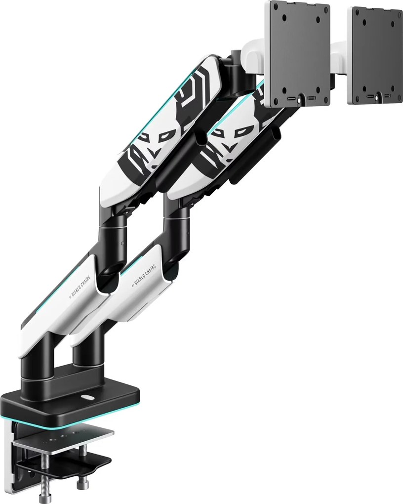 Uchwyt regulowany na 2 monitory 35 cali RGB Diablo X-Arm Dual, biało-czarny