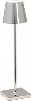Lampa stołowa LED Poldina Pro Micro Polished Chrome, ładowalna i ściemnialna, z czasem pracy na baterii do 12 godzin.