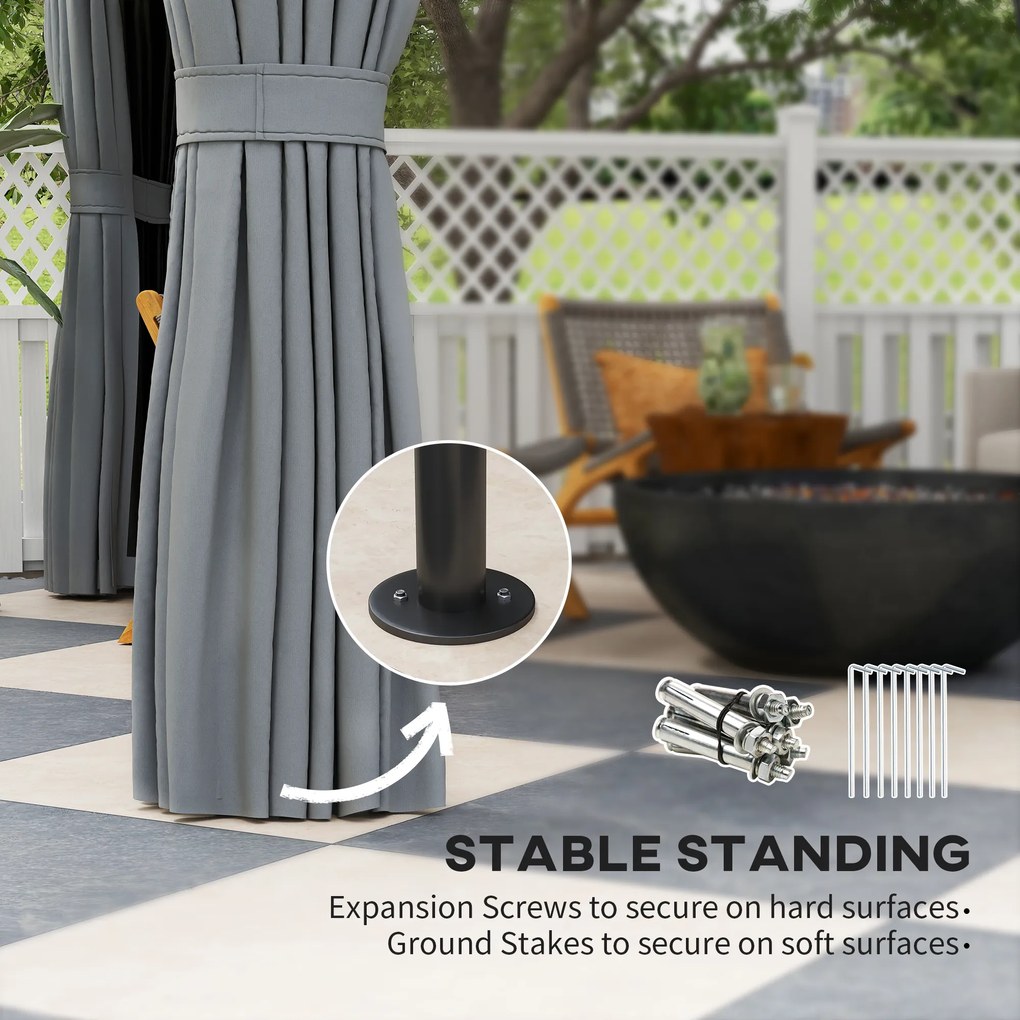 Outsunny Pavilon z podwójnym dachem, 3x3 m, wodoodporny, stabilny, zimowy, metalowy ogrodowy pavilon, Ciemnoszary