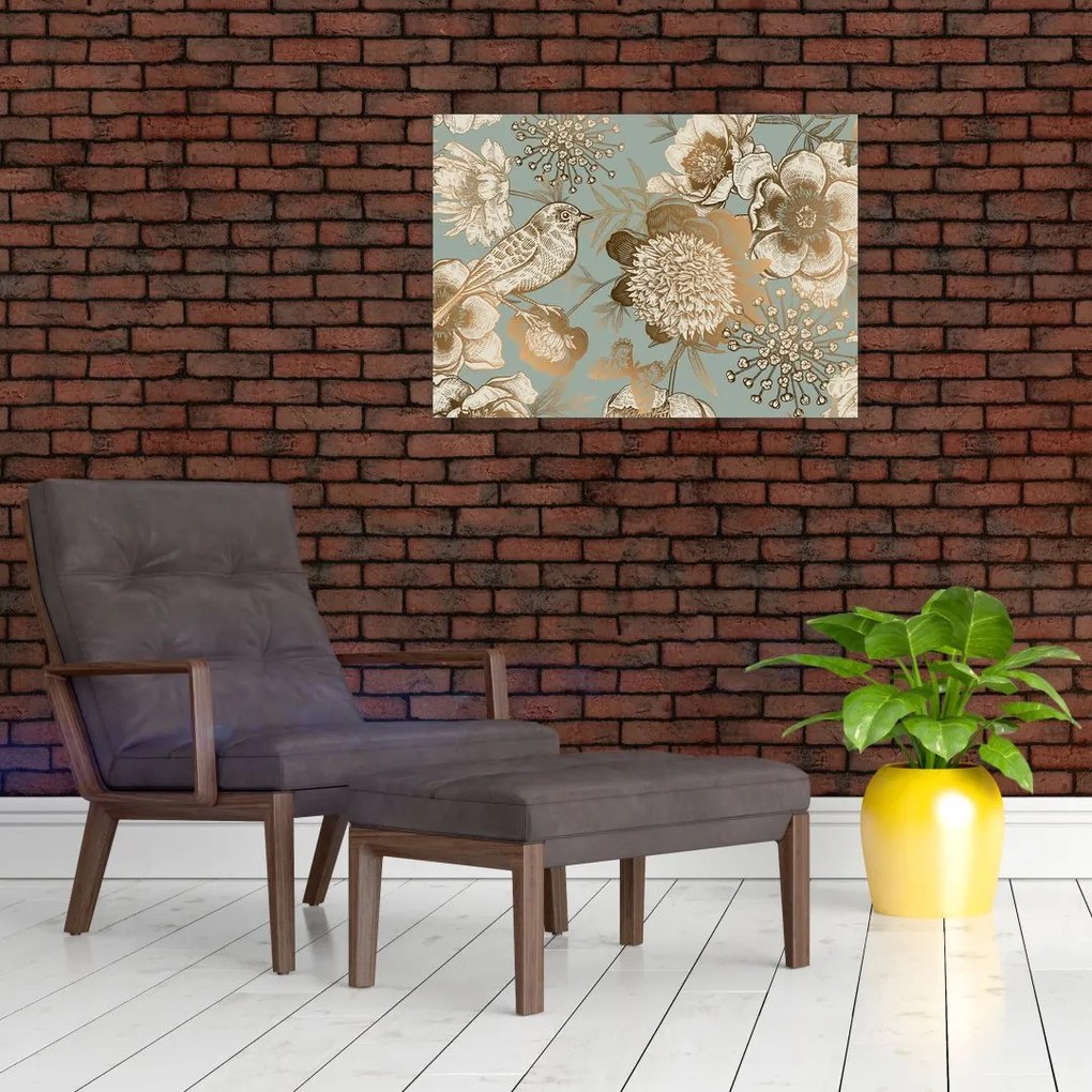 Obraz złotych kwiatów (70x50 cm)