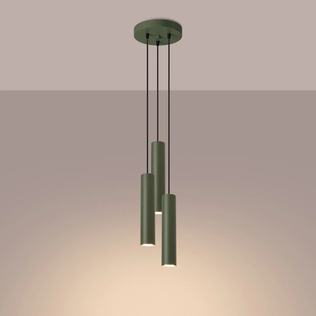 Lampa wisząca LAGOS 3P zielona oliwka SOLLUX LIGHTING