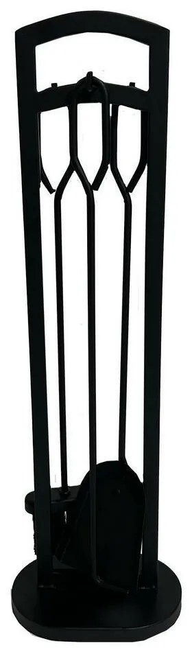 Zestaw narzędzi kominkowych 70 cm, 3-częściowy, ze stojakiem, czarny, metalowy