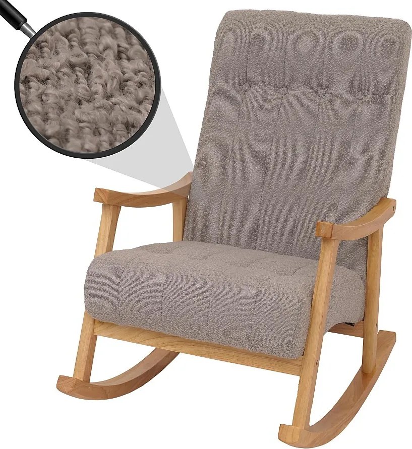 Fotel bujany MCW-K10,  szary, stelaż naturalny