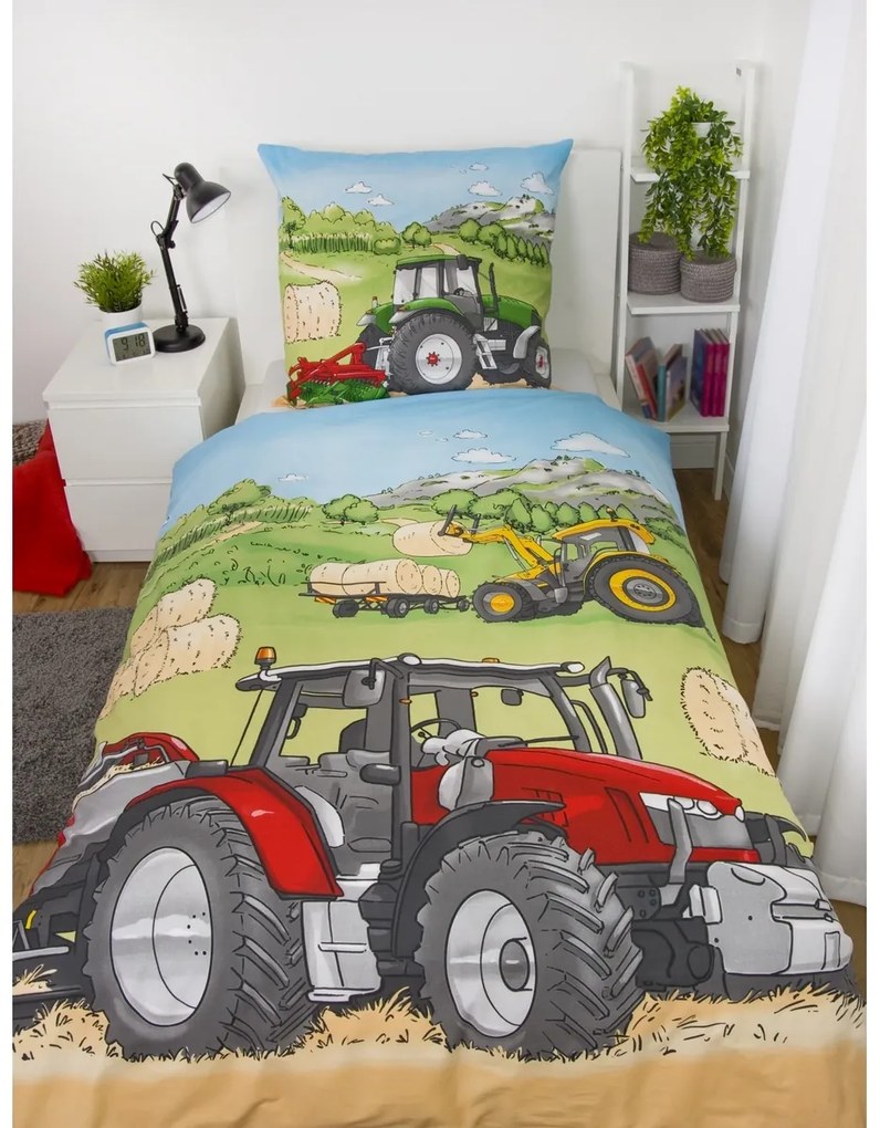 Herding Dziecięca pościel flanelowa Traktor, 135 x 200 cm, 80 x 80 cm