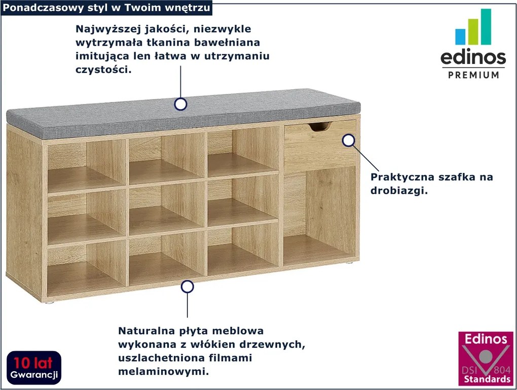 Siedzisko z szafką na buty i szulfadą dąb artisan F2-T86