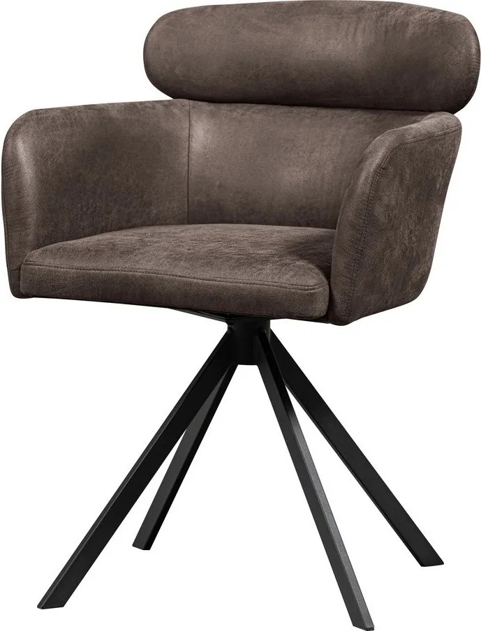 Ciemnobrązowy tapicerowany fotel jadalniany z podłokietnikami Fenne – WOOOD