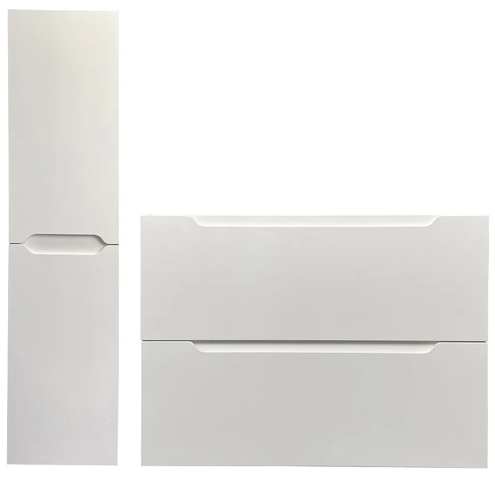 Szafka pod jedną umywalkę wisząca ze słupkiem - Biały - 80 cm - STEFANIE