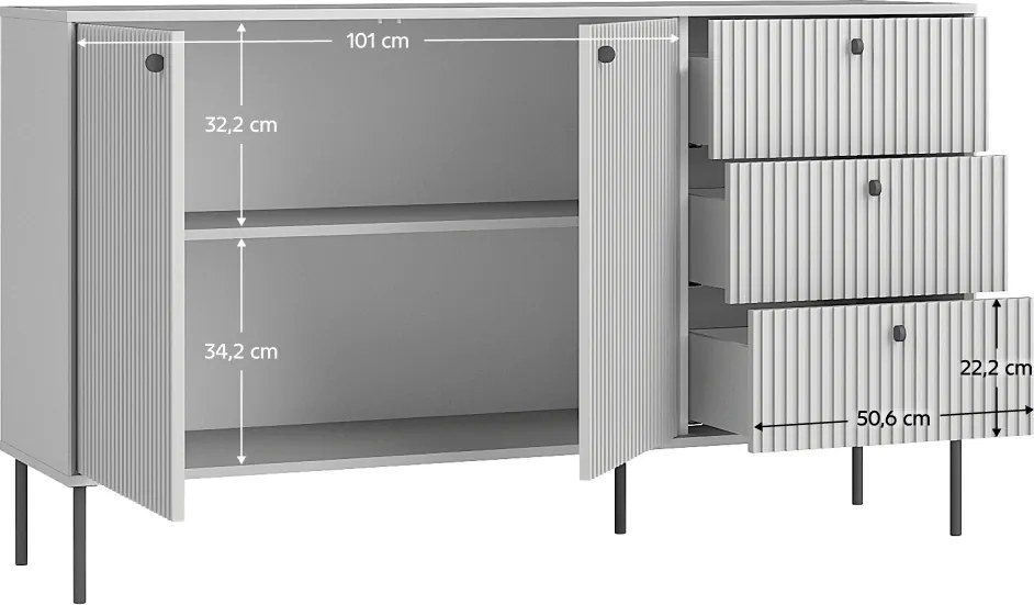 Komoda ARIS 2D3S, szara