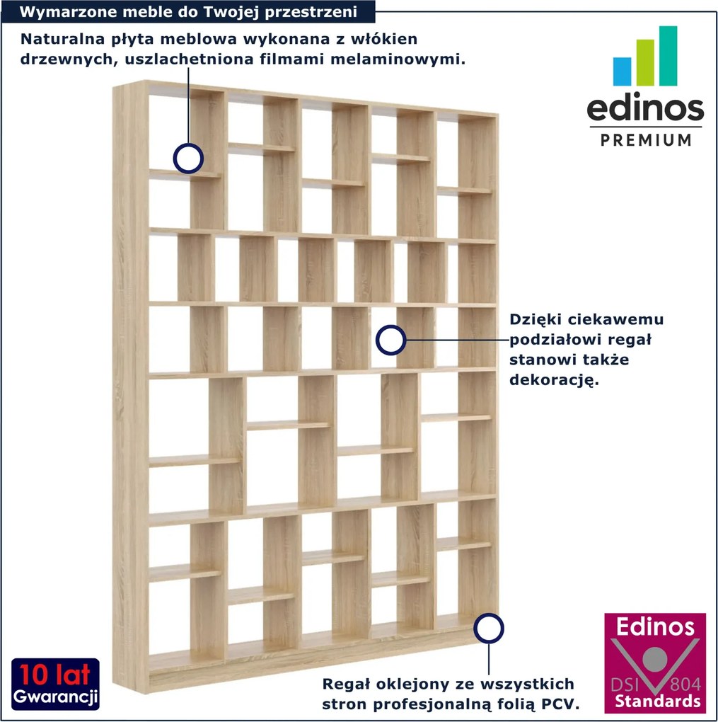 Wysoki regał na książki do salonu dąb sonoma E0-N16