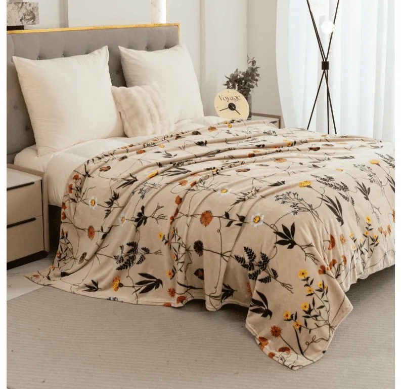 Mikropluszowy koc HERBÁŘ, beżowy Rozmiar: 200 x 220 cm