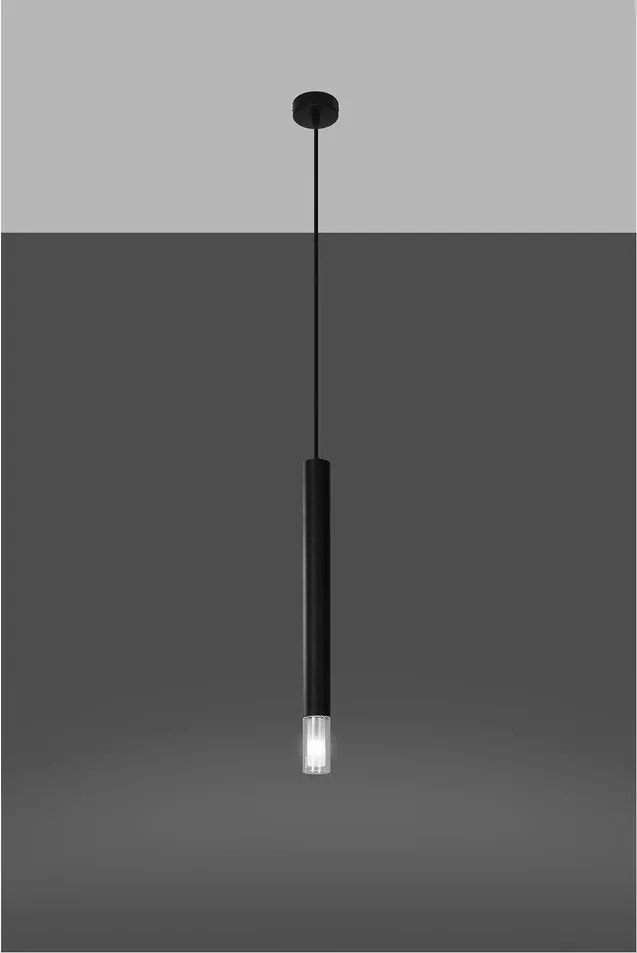 Czarna metalowa lampa wisząca ø 8 cm Vittoria – Sollux