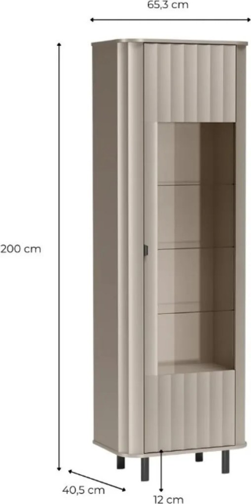 Witryna MODERNO 200 x 65,3 cm, Stojąca witryna do Salonu, Biały