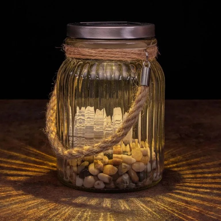 Solarne światło, słoik - 3 diody LED, biała ciepła