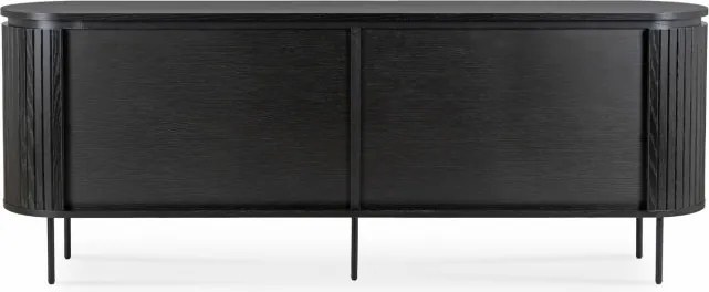 Komoda do Salonu BECK 200 cm Czarna Czterodrzwiowa Ryflowana Nowoczesna