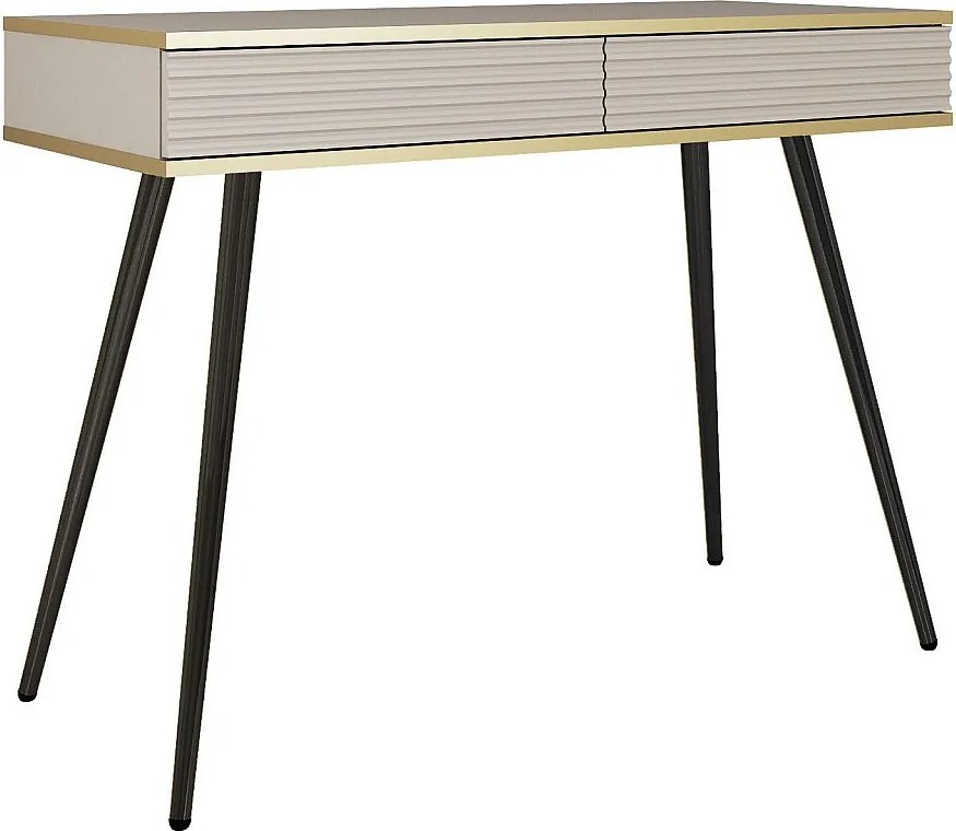 Toaletka: beżowa, nogi czarne, 102 x 80 x 50 cm, fronty żebrowane