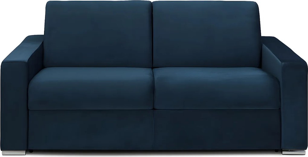 Kanapa 3-osobowa z ekspresowym mechanizmem rozkładania z weluru CALITO - Granatowy - Wymiary miejsca do spania: 140 cm - Materac 14 cm z pamięcią kształtu