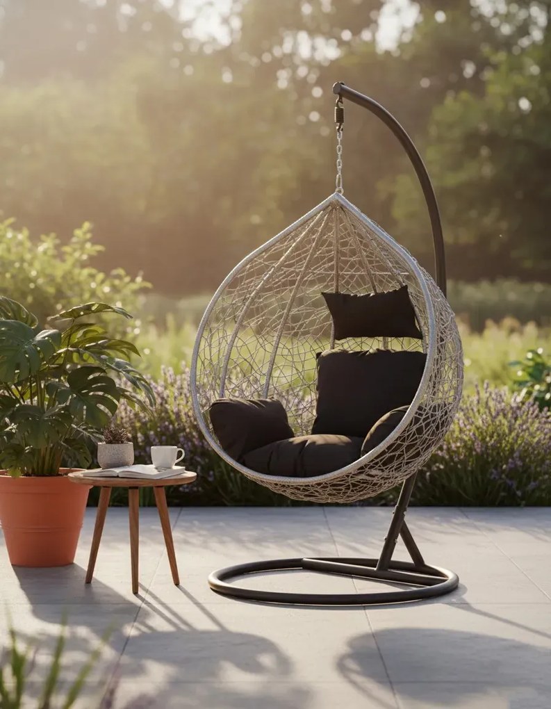 Wiszący srebrny fotel ogrodowy S6-C99