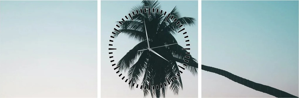 Obraz - Palma na Bali (z zegarem) (90x30 cm)