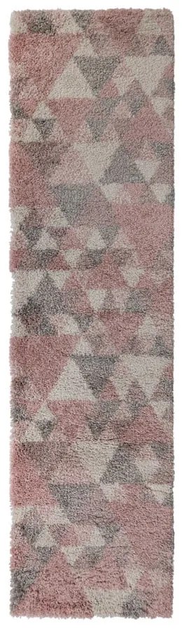 Różowo-szary chodnik Flair Rugs Nuru, 60x230 cm