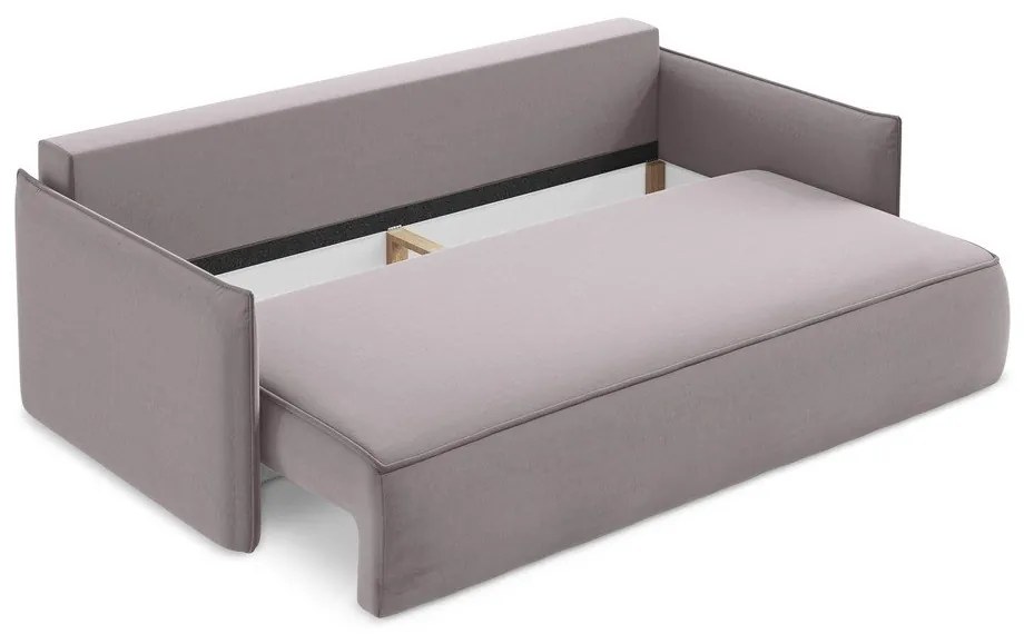 Lawendowa aksamitna rozkładana/ze schowkiem sofa 225 cm Hula – Makamii
