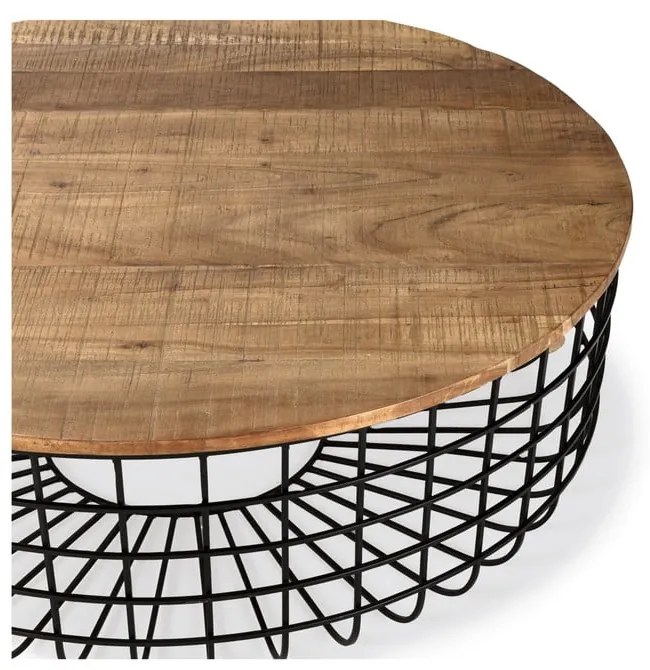 Okrągły stolik z blatem z drewna akacjowego w naturalnym kolorze ø 102 cm Suvan – MOME