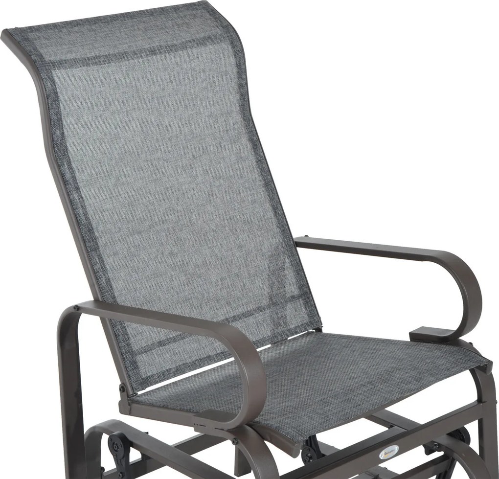 Outsunny krzesło bujane ogród krzesło ogrodowe do ogrodu metal fotel bujany kolor brązowy