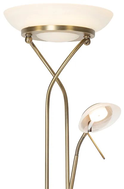Lampa stojąca brązowa z LED i ściemniaczem z lampką do czytania - Empoli Nowoczesny Oswietlenie wewnetrzne