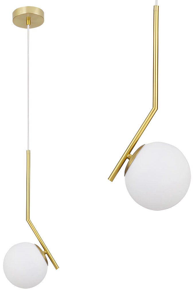 Lampa Sufitowa Wisząca Szklana Kula G106-1W Złota Biała
