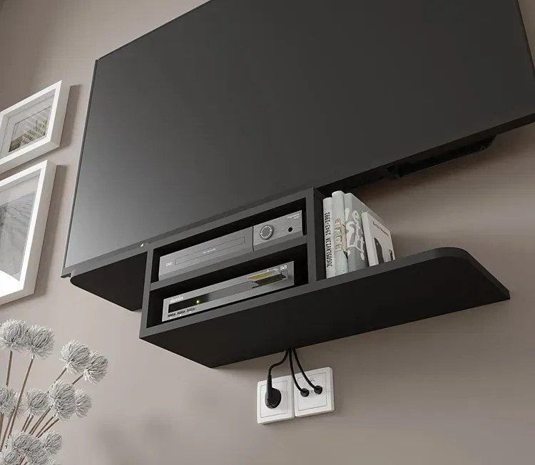 Czarna Wisząca Półka Pod Tv P6-H51