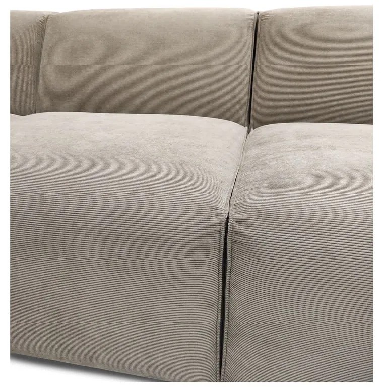 Beżowa sztruksowa sofa modułowa w kształcie litery "U" Scandic Sting, prawostronna