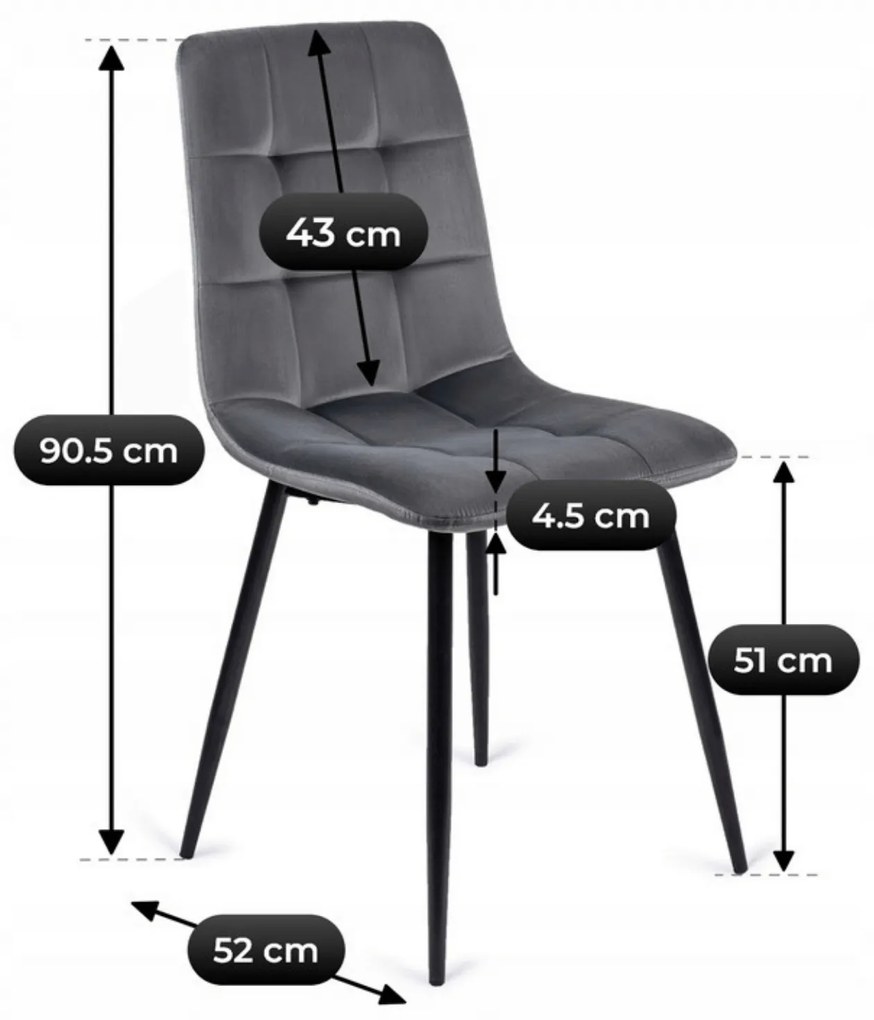 Zestaw Stół Okrągły Rozkładany HARRY 102-142 cm Dąb Craft/Czarny i 4 Krzesła Tapicerowane PERU Szare Welurowe Nowoczesne