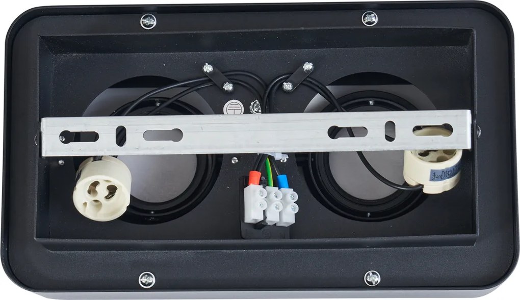 Zaokrąglony reflektor natynkowy czarny 2-punktowy obrotowy i przechylany - Dox