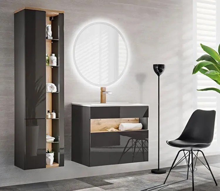 Okrągłe wiszące lustro łazienkowe 80 cm H5-A68